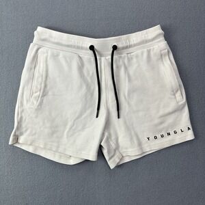 YoungLA Shorts Mens Size Medium Tan Stretch Drawstring Athletic Slim